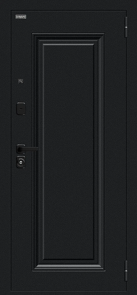 Входная дверь Флэш МФ/SBlack Букле черное/White Silk BR6199 внешняя сторона