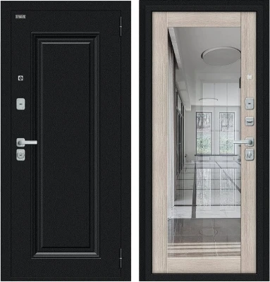 Дверь Браво Флэш МФ/BChrome Букле черное/Cappuccino Melinga