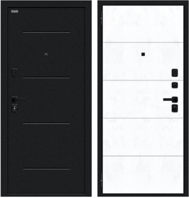 Дверь Браво Граффити-1 Инсайд/SBlack Букле черное/Snow Art